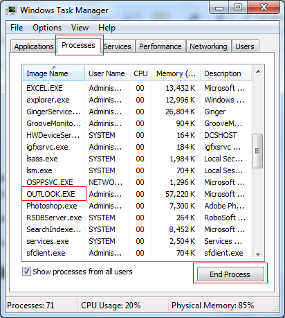 Click on Processes in Task Manager